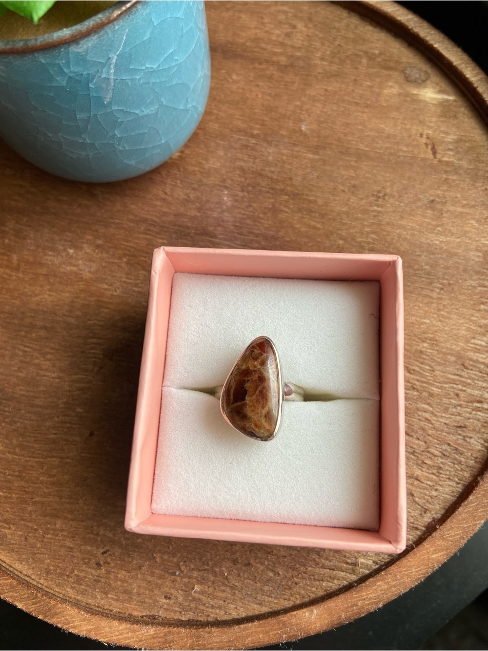 Garnet Limestone Stone Ring